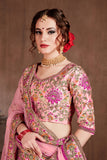 Pink Glow Designer Lehenga With Thread Embroidery Work For Wedding Wear