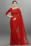 Red Colour With Stone Work Fancy Saree