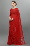 Red Colour With Stone Work Fancy Saree