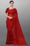 Classy Red Fancy Saree With Made From Viscose Yarn