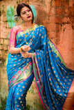 Soft Banarasi Silk Weaving Meenakari Saree - Cygnus Fashion