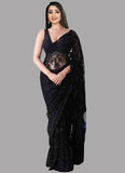 Partywear Violet Sequins Work Georgette Saree