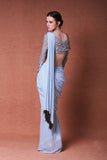 Ready to Wear Grey Georgette Embroidered Elinor Saree With blouse