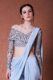 Ready to Wear Grey Georgette Embroidered Elinor Saree With blouse