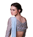 Ready to Wear Grey Georgette Embroidered Elinor Saree With blouse