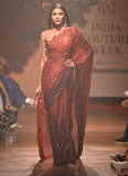 Crimson Red Gerogette Saree with Tone to Tone Sequins Work