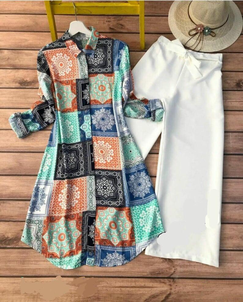 Pretty Rayon Top & American Plazzo Set With Printed Work For Casual Wear