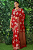 Bollywood Style Designer Red Silk Saree
