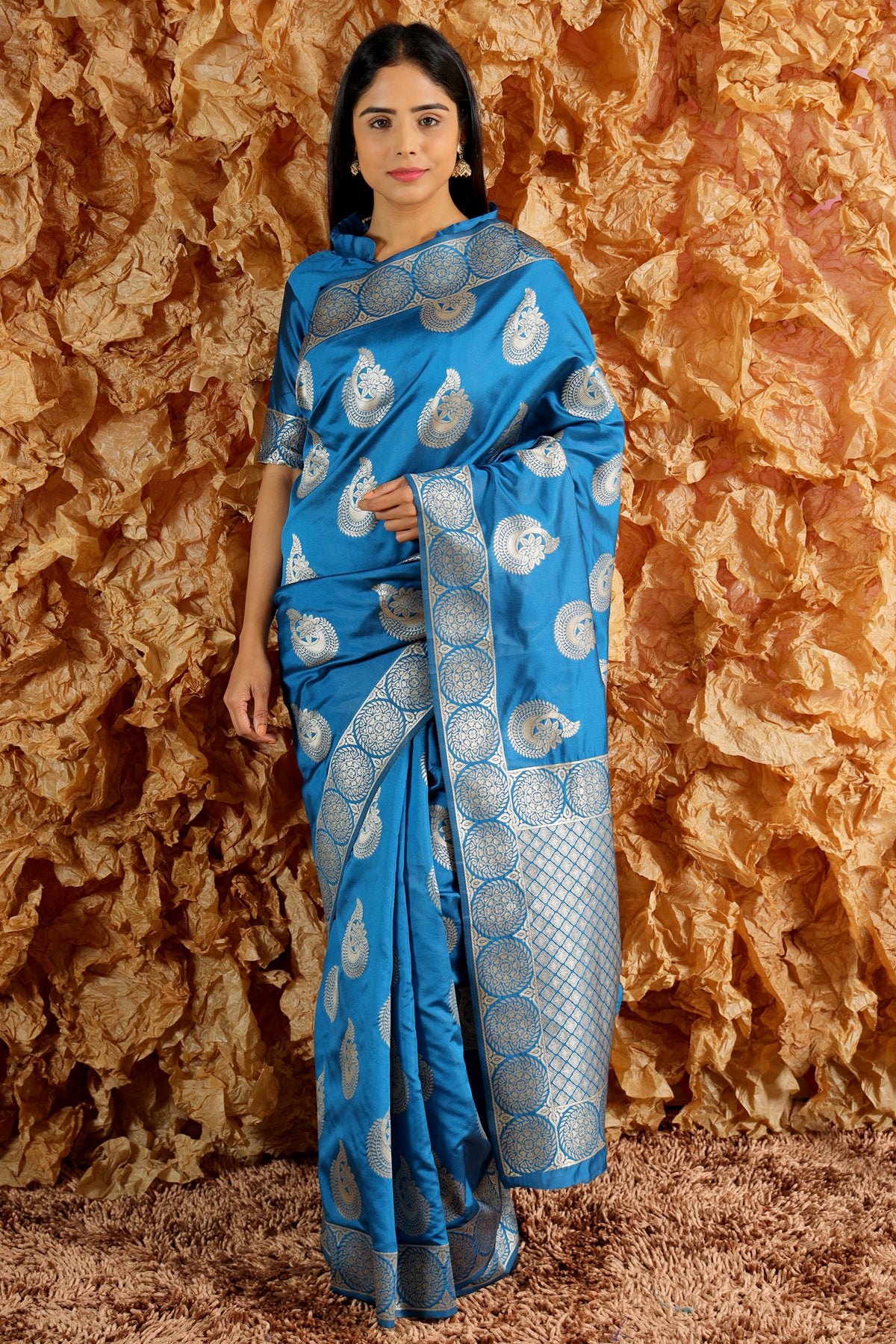 Lycra Ladies Sky Blue Saree, 6.3 m (with blouse piece) at Rs 280 in Surat