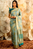 Mint Green With Drak Green Blouse Pure Silk Saree