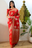 Rich Red Designer Silk Saree