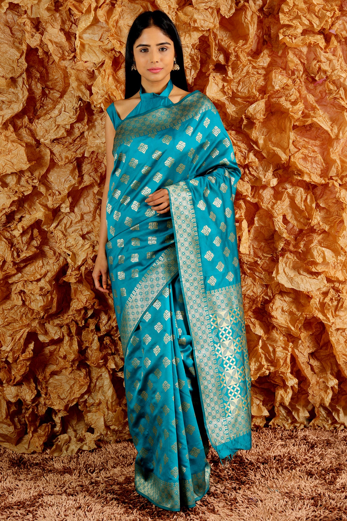 Rich Blue Jacquard Pallu Silk Saree