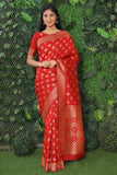 Banarasi Silk Red Colour Fancy Saree