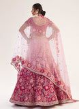 Rani Pink Color Soft Net Fabric Lehenga With Stone And Resham Work