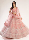 Baby Pink Color Soft Net Fabric Lehenga With Net Dupatta