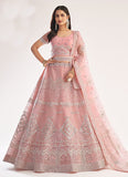 Baby Pink Color Soft Net Fabric Lehenga With Net Dupatta