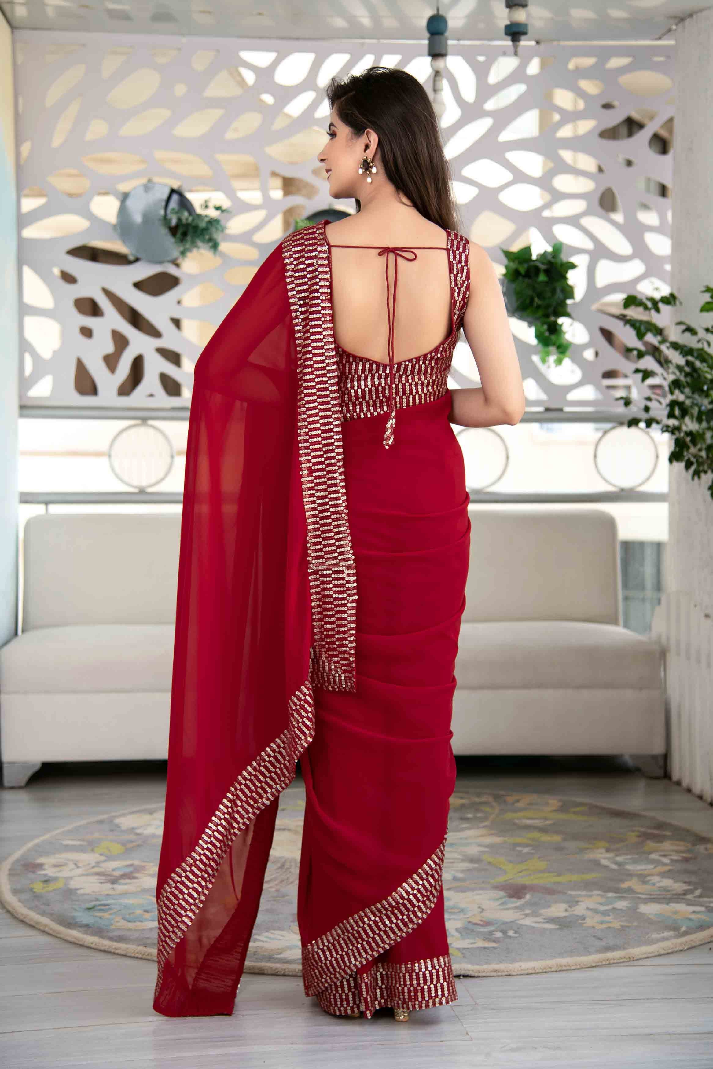 Buy Carrot Red Banarasi Saree online-Karagiri