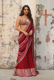 Party Wear Maroon Saree