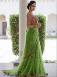 Trendy Light Green Color Mono Net Beautiful Saree