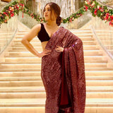 Maroon Color Georgette Sequin Bollywood Saree