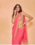 Janhvi Kapoor Famous Pink Color Saree