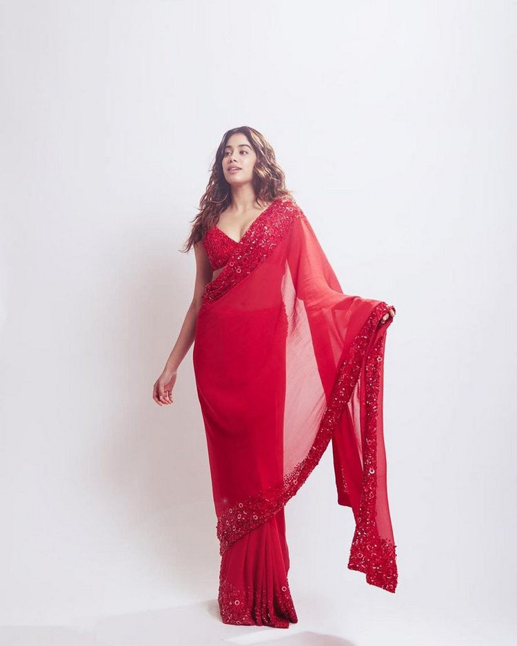 Janhvi Kapoor in Rs 24k red saree is nothing less than a mystical princess  - India Today