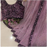 Light Lavender Party Wear Latest Designer Fancy Saree Collection