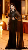 Attractive Black Georgette Saree With Heavy Zari WorkBlouse