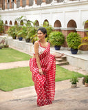 Alluring Red Georgette Saree With Heavy Blouse