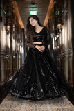 Buy Energetic Black Color Designer Wedding Wear Heavy Net Thread Sequence Embroidered Work Lehenga Choli