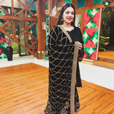 Beautiful Black Festival Wear Salwar Suit With Heavy Dupatta