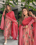 Charming Red Palazzo Suit With Dupatta