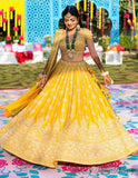 Yellow Embroidered Attractive Party Wear Lehenga Choli And Dupatta