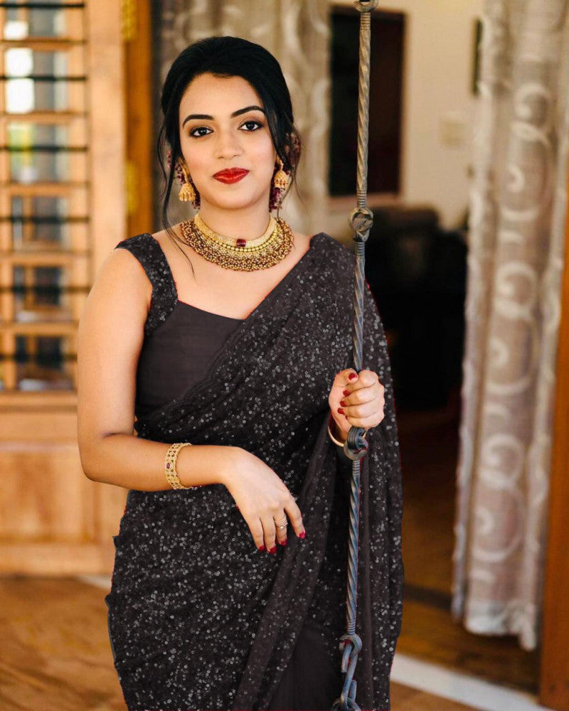 Black Sequins Saree – kreationbykj