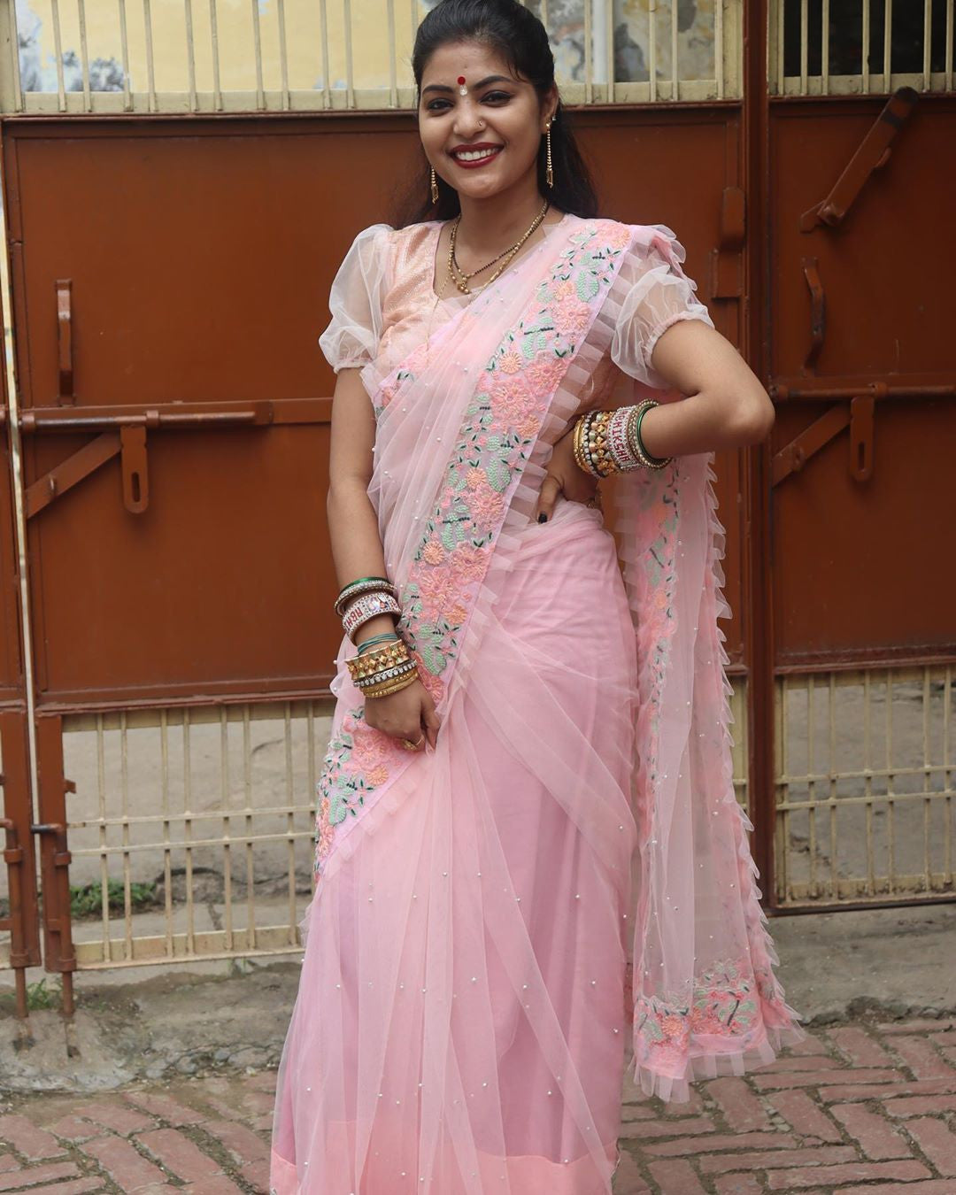 Amazing Silk Pink Designer Saree