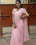 Baby Pink Color Heavy Net Designer Saree