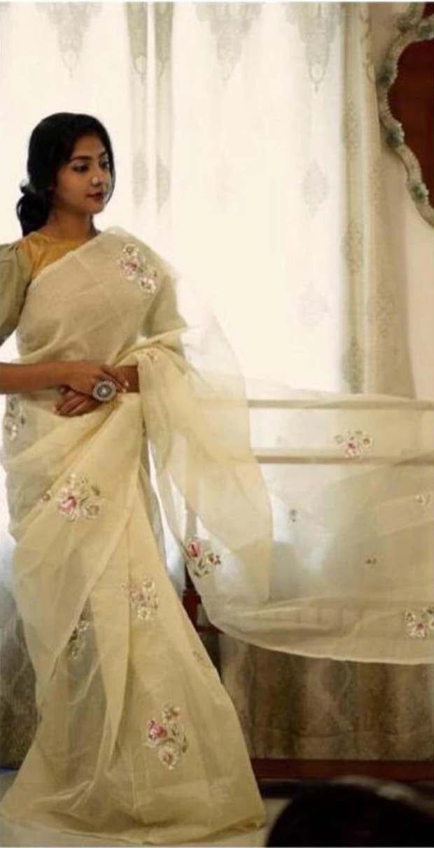 Silk White Embroidery South Indian Style Half Saree at Rs 1150/piece in  Surat