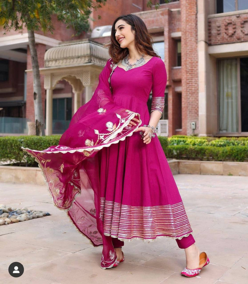 RF - Pink Faux Georgette Embroidery Work Anarkali Suit - Indian