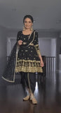 Attractive Black Dhoti Style Salwar Suit