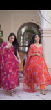 Party Wear Orange Anarkali Suit With Dupatta