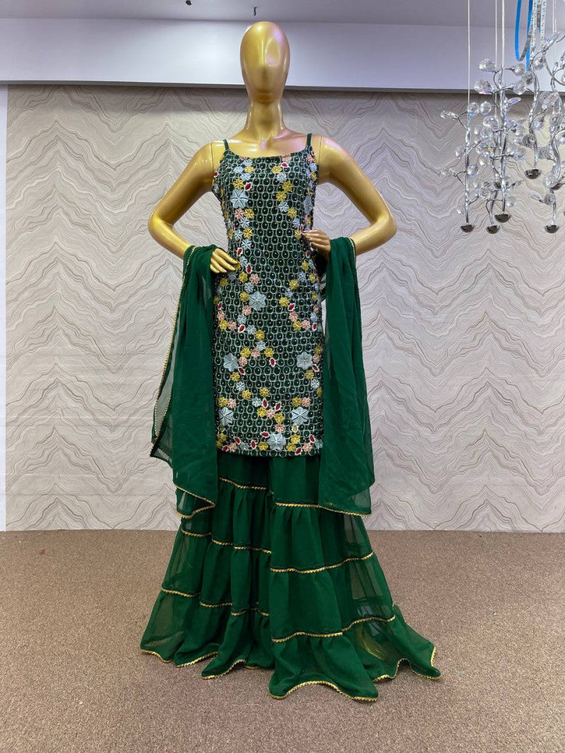 Green sharara outlet dress