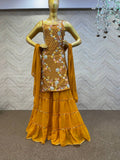 Gleaming Yellow Sharara Suit