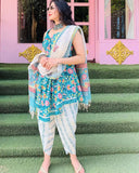 Fancy Sky Blue Digital Printed Dhoti Style Suit