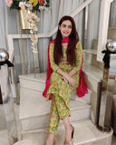 Casual Wear Floral Printed Green Salwar Suit