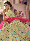 Pista Green Color Art Silk Material Zari And Resham Work Lehenga