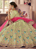 Pista Green Color Art Silk Material Zari And Resham Work Lehenga