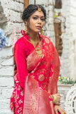 Pink Pure Banglori Raw Silk Weaving Saree - Cygnus Fashion