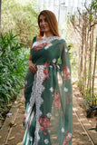 Green Designer Georgette Saree With Unstitched Blouse