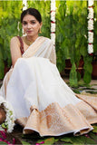 white Rich Pallu Banarasi Silk Saree For Party Wear