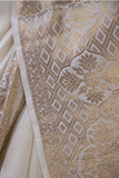 white Rich Pallu Banarasi Silk Saree For Party Wear